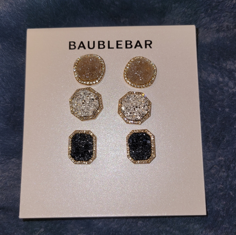 Baublebar Stud Geode Earrings set of 3
